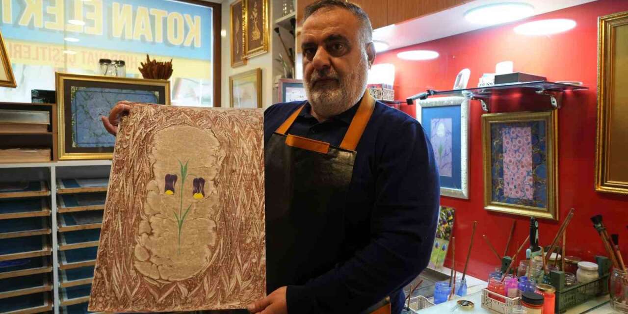 Erzurum’un Oltu taşı ve Karayazı kalesi ebruda buluştu