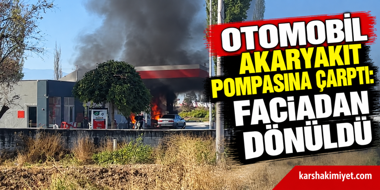 Otomobil akaryakıt pompasına çarptı: Faciadan dönüldü