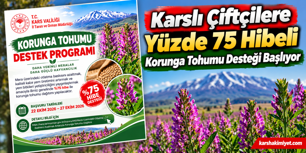 Karslı Çiftçilere Yüzde 75 Hibeli Korunga Tohumu Desteği Başlıyor