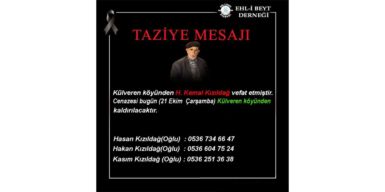 Kemal Kızıldağ vefat etti