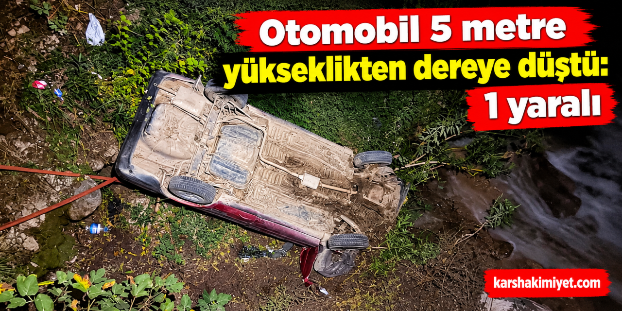 Otomobil 5 metre yükseklikten dereye düştü: 1 yaralı