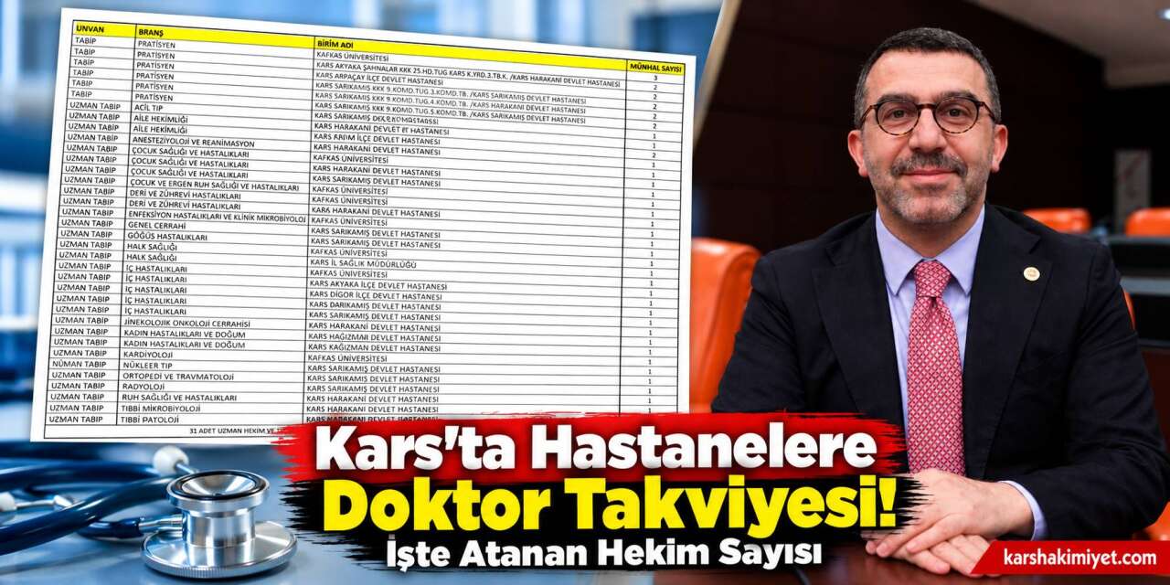 Kars'ta Hastanelere Doktor Takviyesi! İşte Atanan Hekim Sayısı