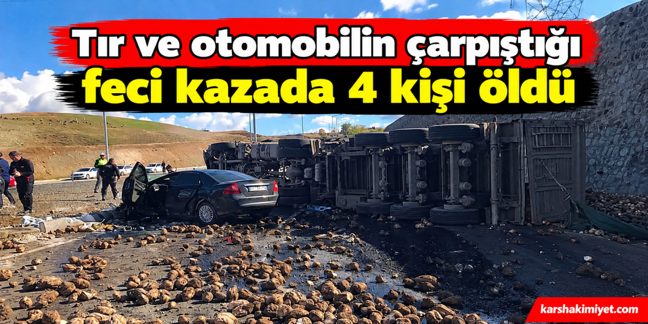 Tır ve otomobilin çarpıştığı feci kazada 4 kişi öldü