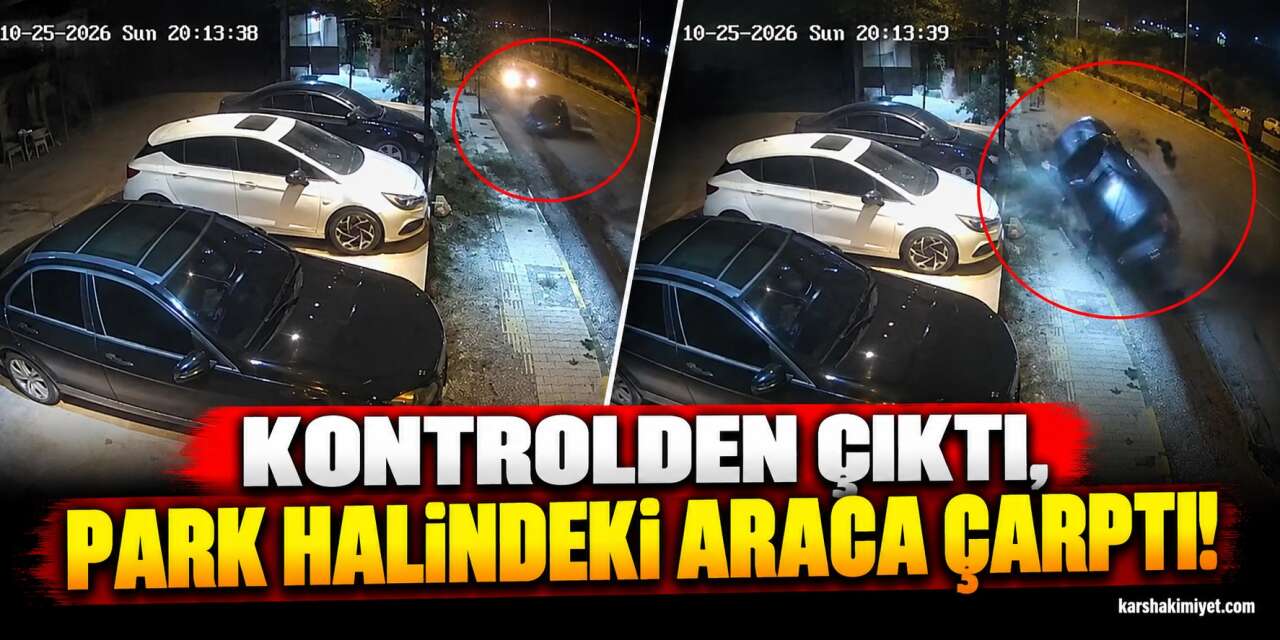 Kontrolden Çıktı, Park Halindeki Araca Çarptı!