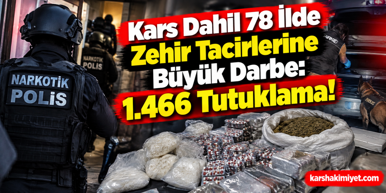 Kars Dahil 78 İlde Zehir Tacirlerine Büyük Darbe: 1.466 Tutuklama!