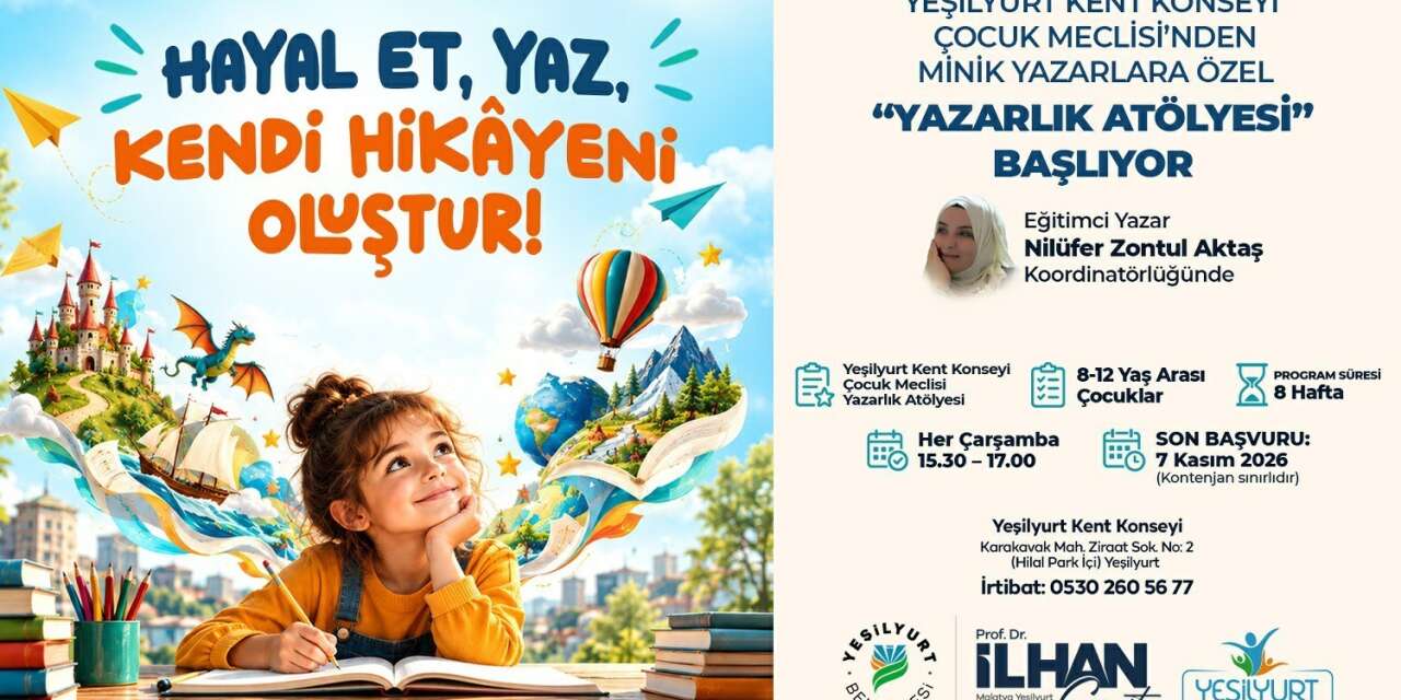 Yeşilyurt Kent Konseyi’nde minik yazarlar için Yazarlık Atölyesi başlıyor