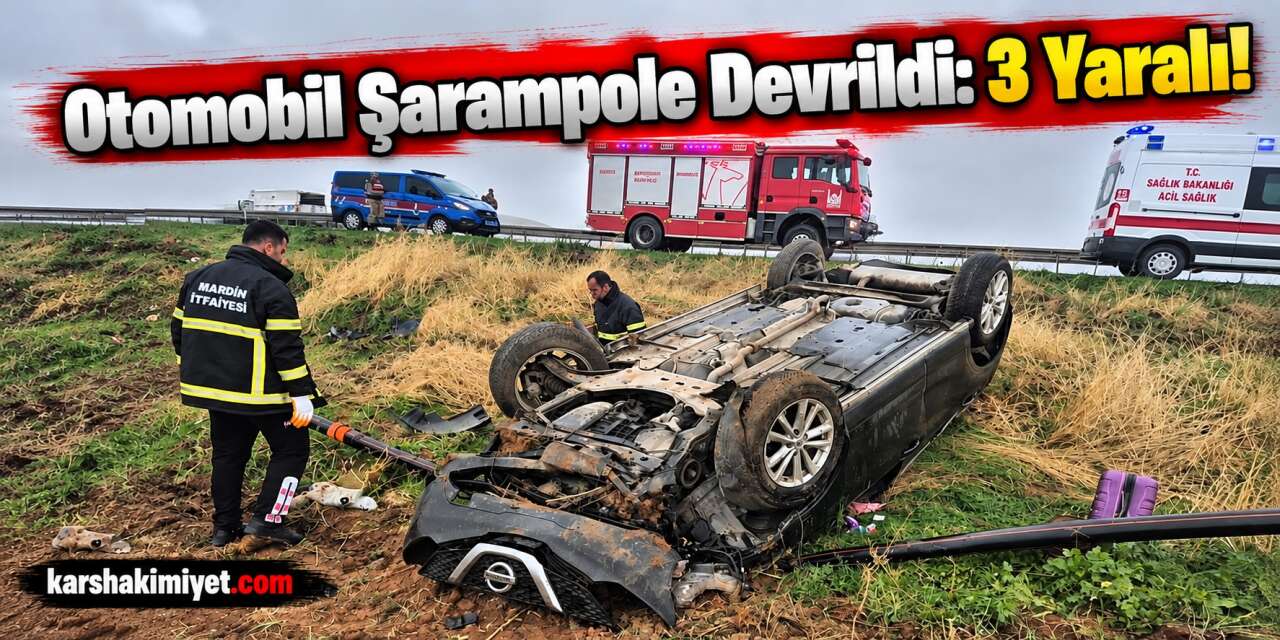 Otomobil Şarampole Devrildi: 3 Yaralı!