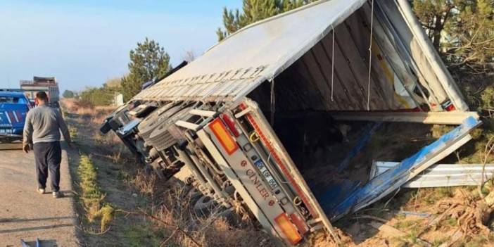 Kars'tan Ankara'ya giden tır devrildi: 5 büyükbaş hayvan telef oldu
