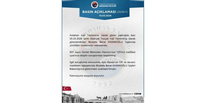 Vali yardımcısı görevden uzaklaştırıldı