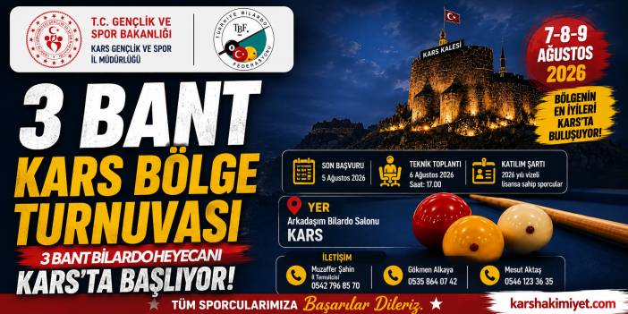 3 Bant Bilardo Heyecanı Kars’ta Başlıyor