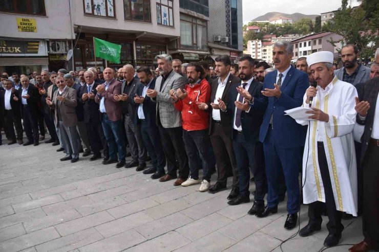 Bitlis’te Filistin’e destek, İsrail’e tepki