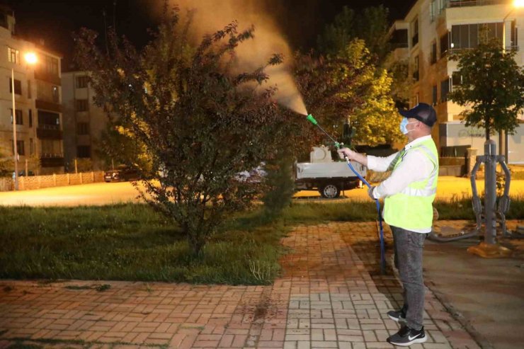 Elazığ’da yeşil alanlar ilaçlanıyor