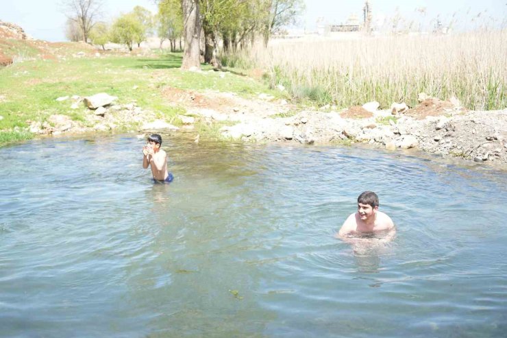 Muşlu çocuklar soğuğa aldırmadı: Titreye titreye gölette yüzdüler