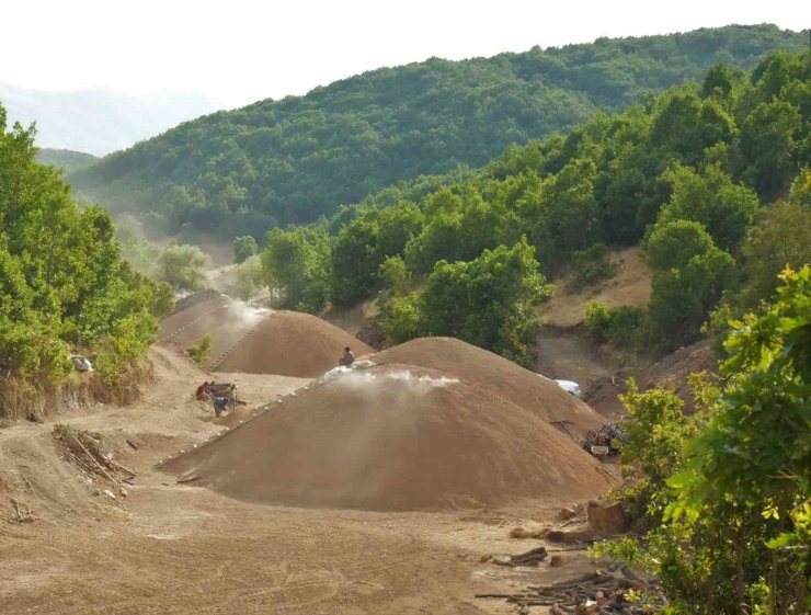 Muş dağlarında mangal kömürü üretimi