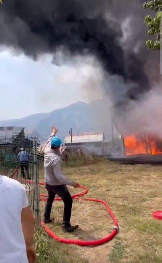 İspir’de ormanlık alanda yangın