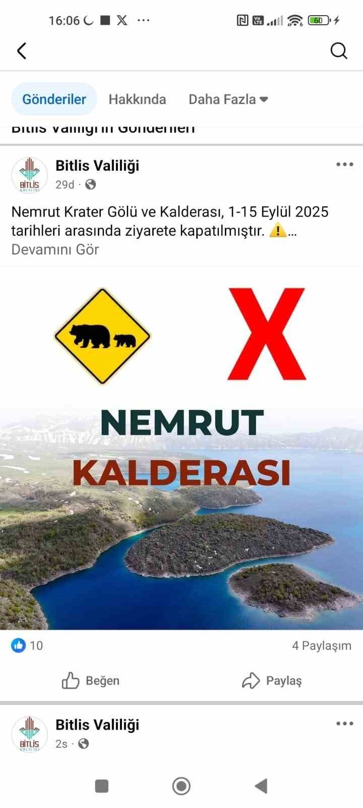 Nemrut Kalderası ziyarete kapatıldı