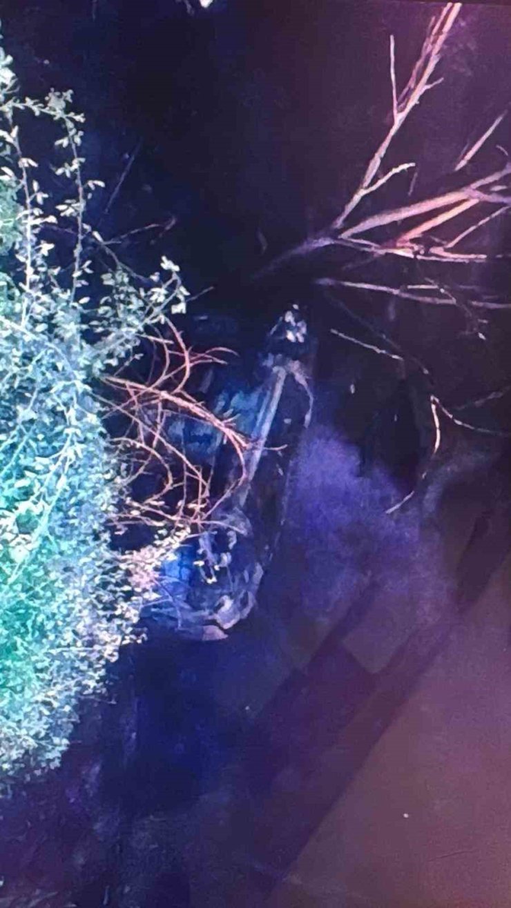 Malatya’da şarampole yuvarlanan araç alev aldı: 1 yaralı