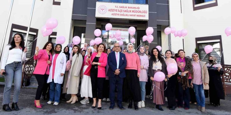 Pembe balonlar meme kanserine farkındalık için uçuruldu