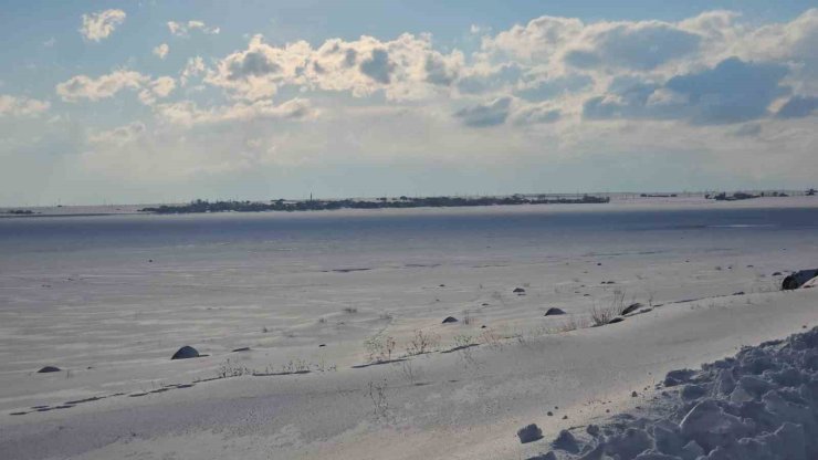 ‘Kuş cenneti’ Arin Gölü tamamen dondu