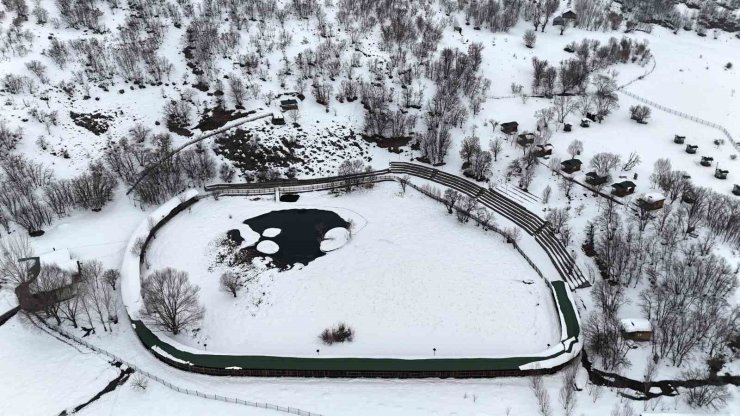 Yüzen Adalar karla kaplandı, beyaz örtü havadan görüntülendi