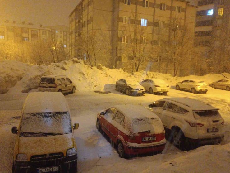 Bitlis’te gece yarısı kar yağışı etkisini arttırdı