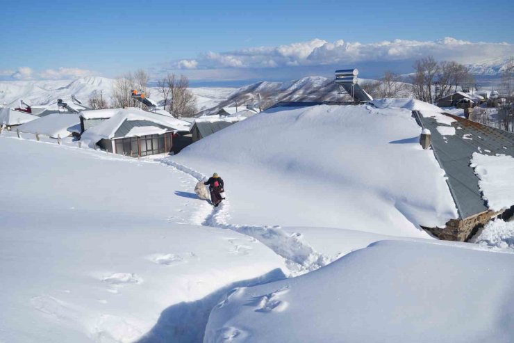 Muş’ta 1800 rakımlı köy kara gömüldü: Evler kar altında, ulaşım tünellerle sağlanıyor