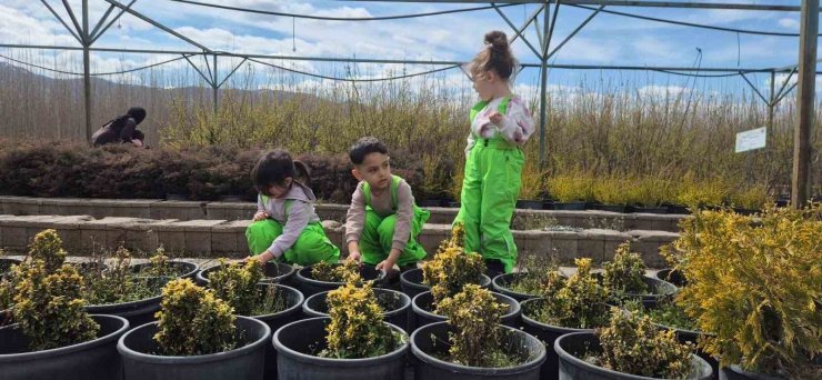 Elazığ’da minik öğrenciler fidanlıkta doğayla buluştu