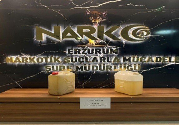 Erzurum’da dev uyuşturucu operasyonu: 27 kilo 850 gram likit metamfetamin ele geçirildi