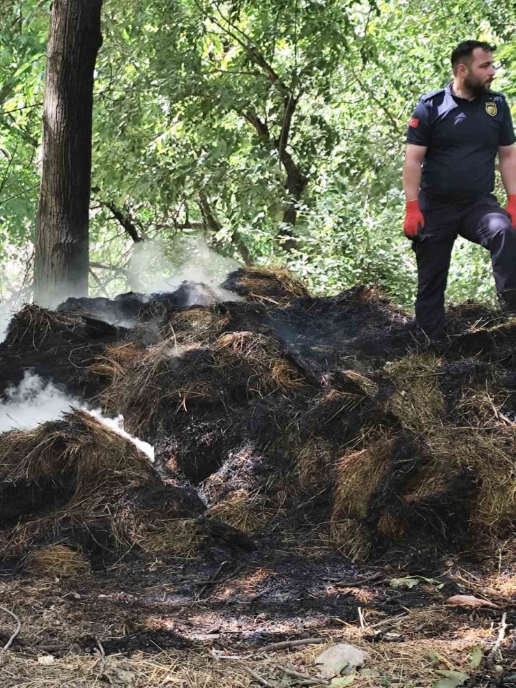 Hakkâri’de 400 balya ot yanarak kullanılamaz hale geldi