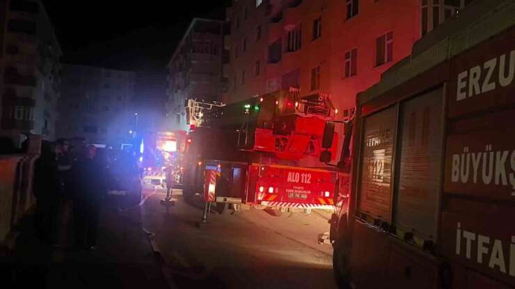 Erzurum’da 6 katlı binada korkutan yangın